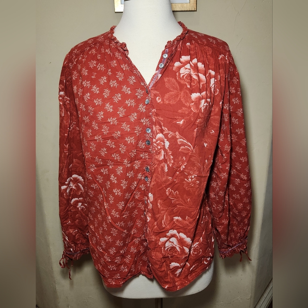Sundance Red Floral Blouse